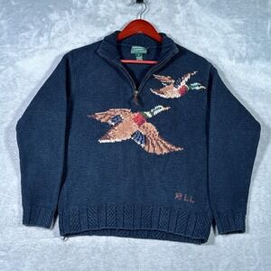 Lauren Ralph Lauren Sweater Womens S 1/4 Zip Mock Neck Ducks Pullover Vintage